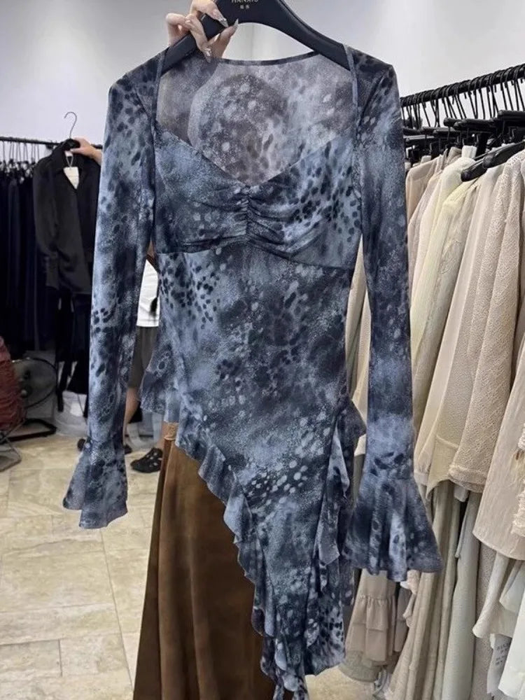 Feral Unsymmetrical Ruffled Blouses