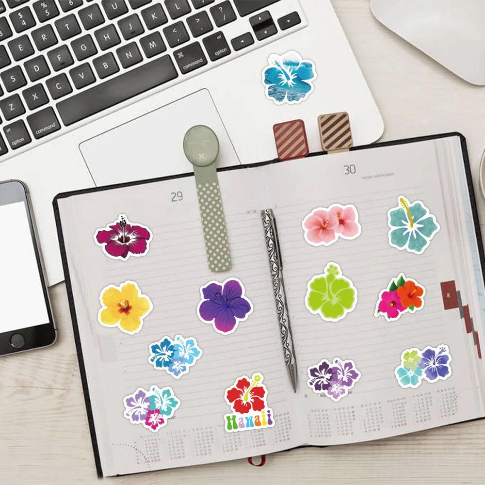 Hibiscus Paradise Multicolor Sticker Set (10/30/60pcs)