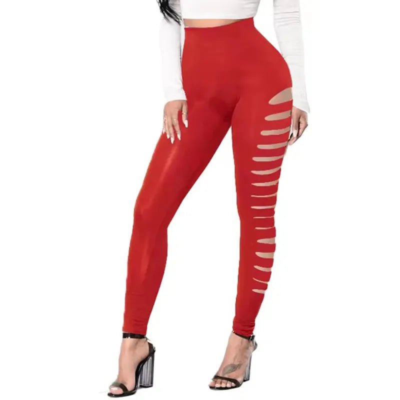 Slashed Elastic Trousers