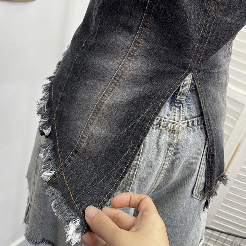 Frayed Hearts Denim Crop Top