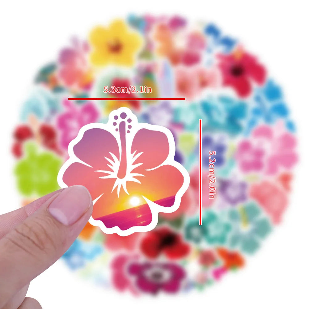 Hibiscus Paradise Multicolor Sticker Set (10/30/60pcs)