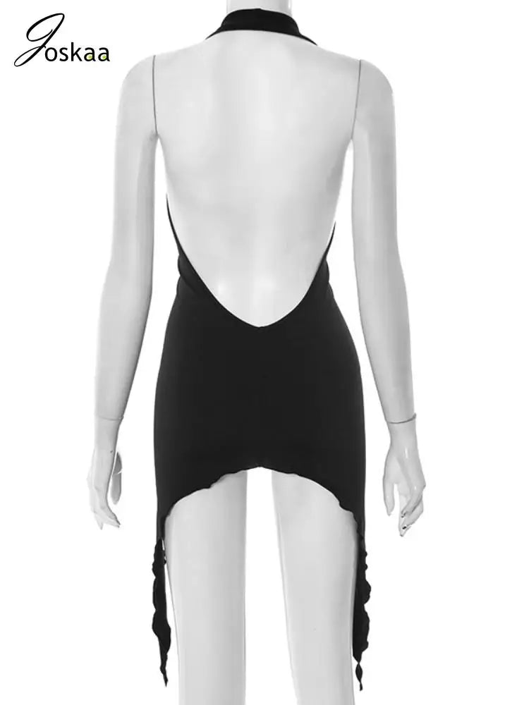 After Hours Deep V Backless Mini Dress