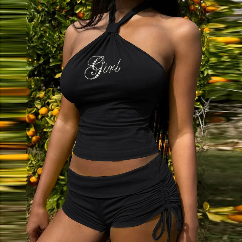 Honeysuckle Halter Top And Shorts Set