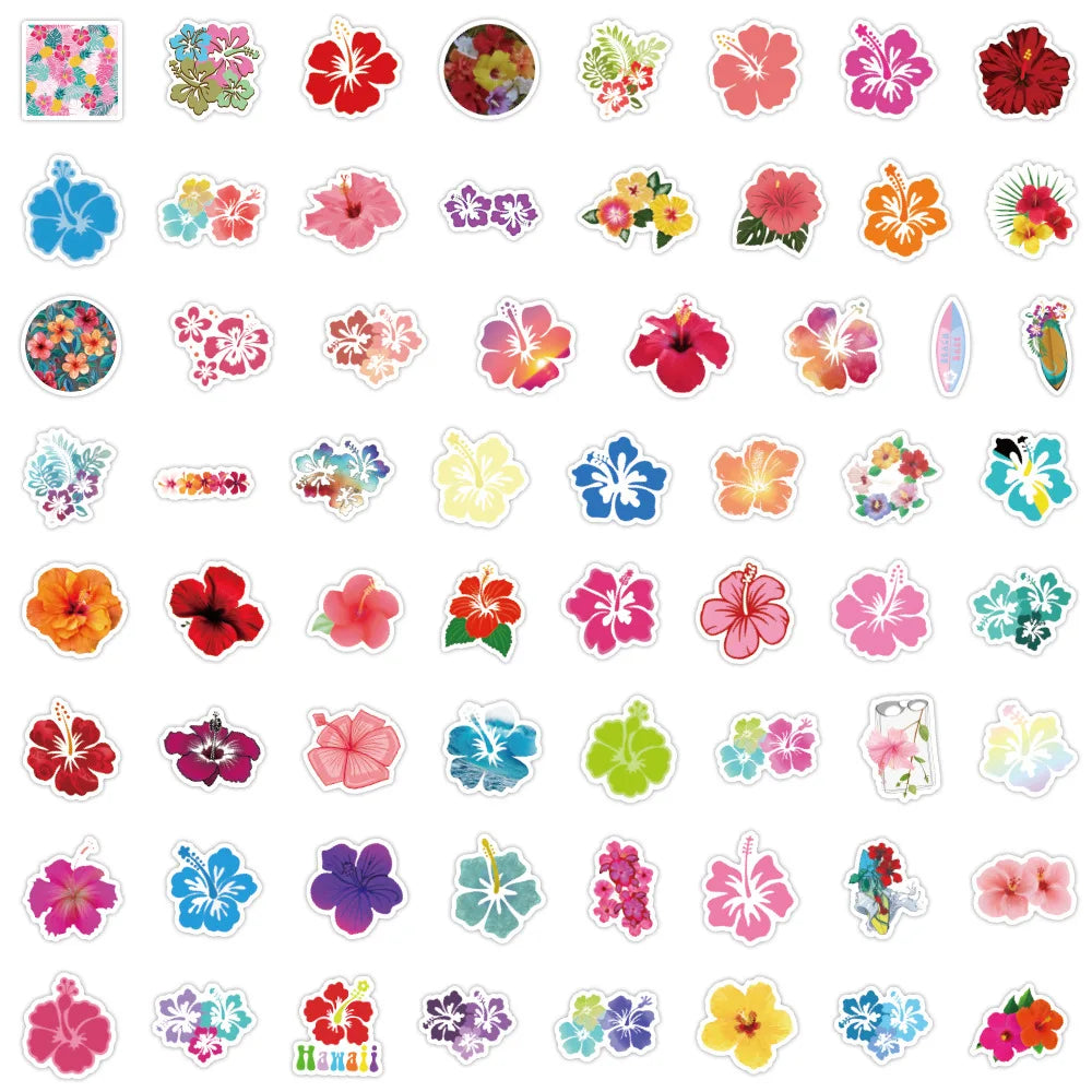 Hibiscus Paradise Multicolor Sticker Set (10/30/60pcs)