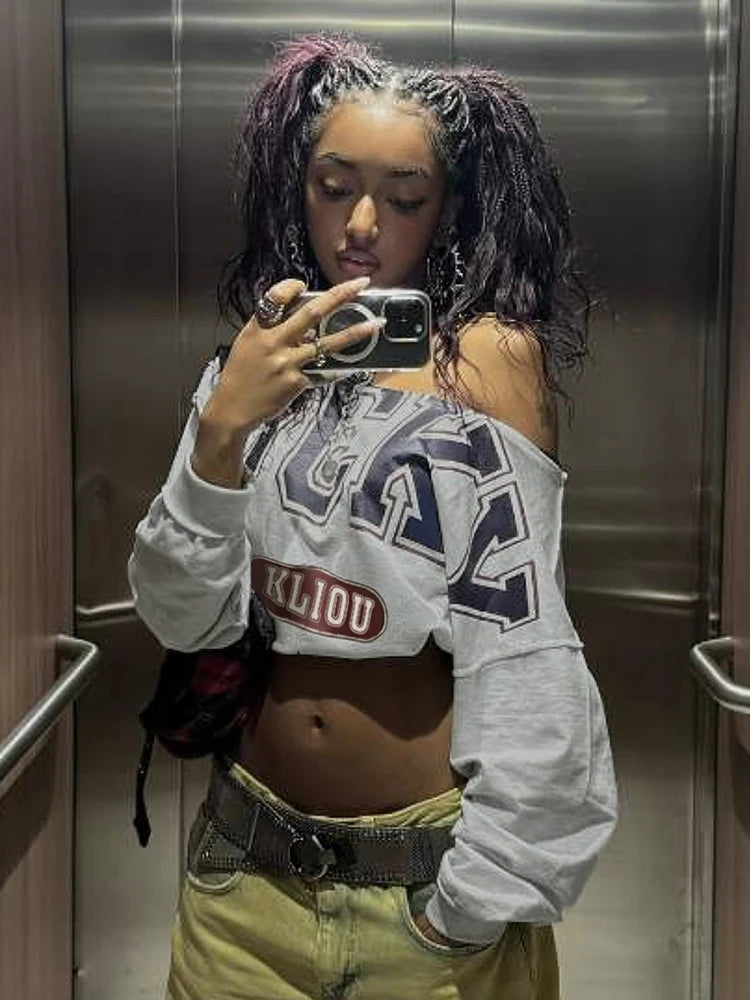 Clover Full Sleeve Skew Collar Crop Top