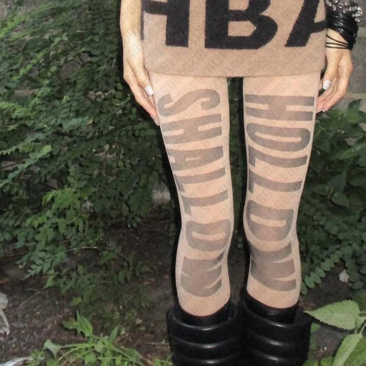 Ghost ina Shell Print Silk Stockings