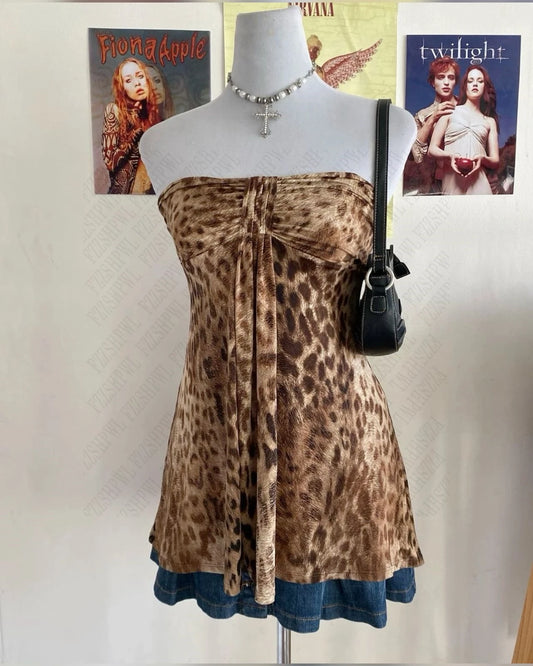 Leopardess Sleeveless Bow Top